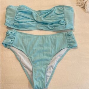 Light Blue Strapless Bikini Set